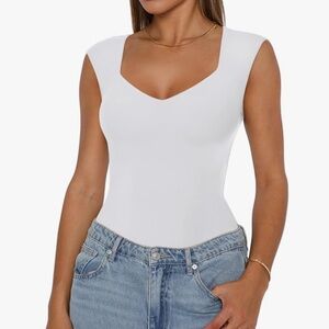 ReoRia White Sleeveless Bodysuit